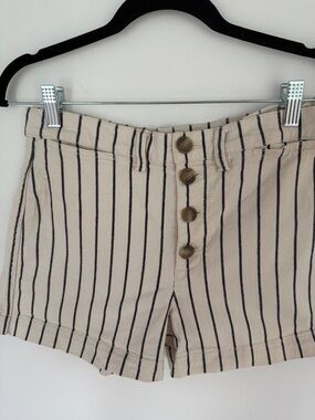 Madewell Striped Beige Button-Front Women’s Shorts